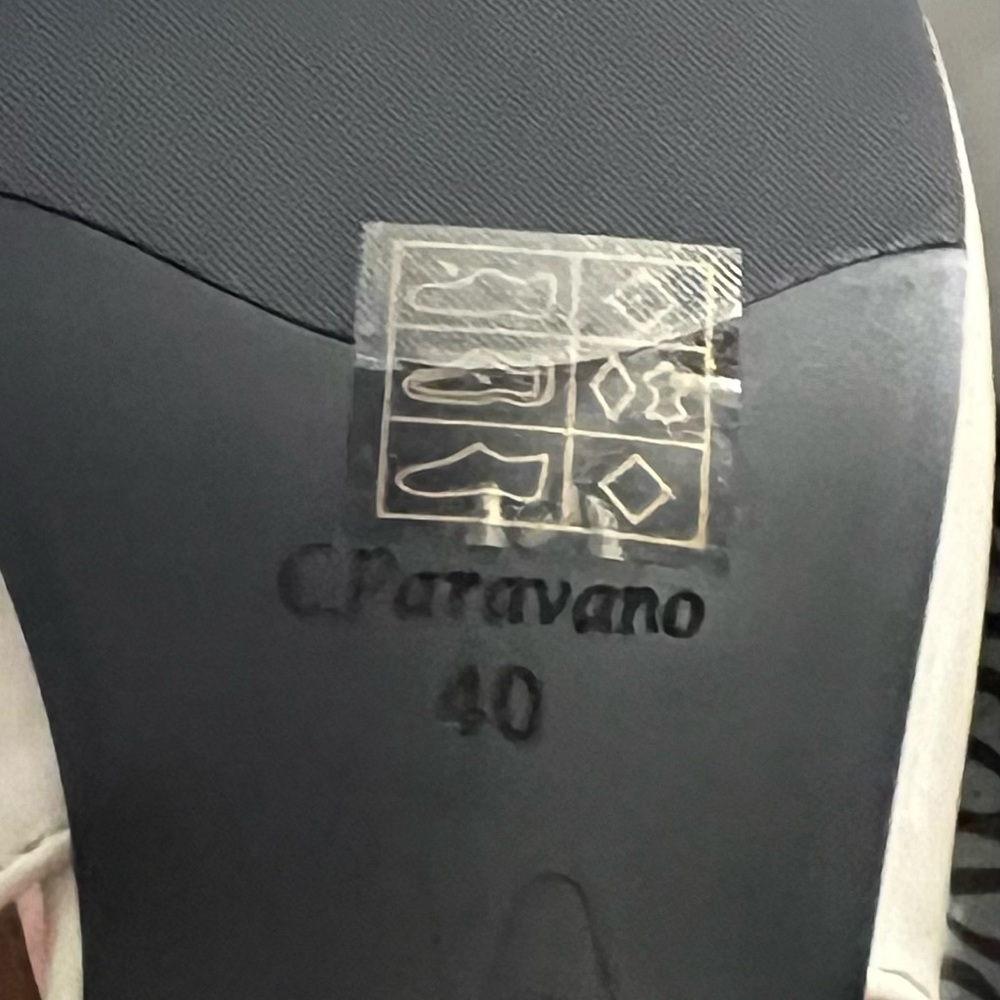 NWT C.Paravano Black and Cream Flats Sz 9 Sling back block color Leather/Fabric - Picture 16 of 16